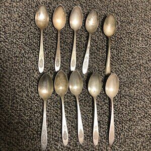 Set of 10 Bird of Paradise by Community, Silverplate Teaspoons Art Deco